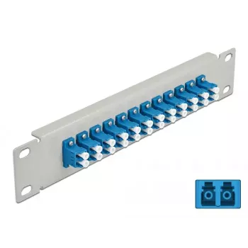 Patch panel in fibra ottica DeLOCK 10 pollici 12 porte LC duplex blu 1HE grigio