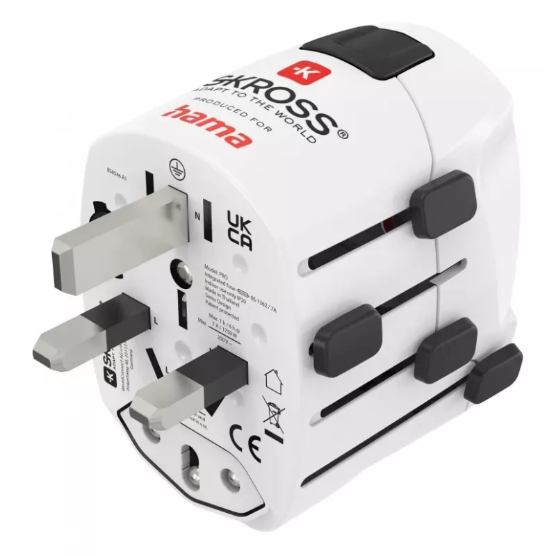 Hama World Travel Pro adattatore da viaggio universale tipo F bianco