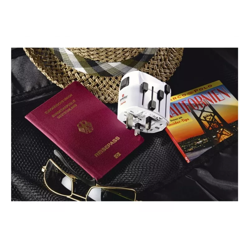 Hama World Travel Pro adattatore da viaggio universale tipo F bianco