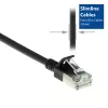 ACT nero 0,15 metri LSZH U/FTP CAT6A cavo patch slim per data center senza linguetta di blocco con connettori RJ45