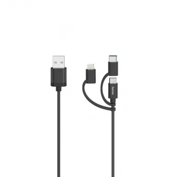 Hama 00200617 Cavo USB USB 2.0 0,75 m USB A USB C/Micro USB A/Lightning nero