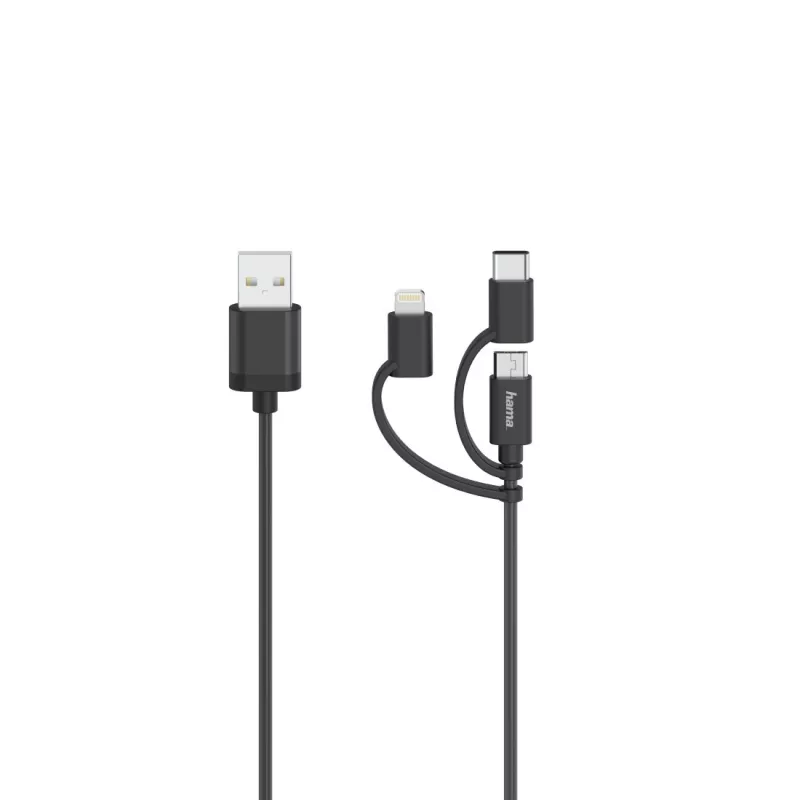 Hama 00200617 Cavo USB USB 2.0 0,75 m USB A USB C/Micro USB A/Lightning nero