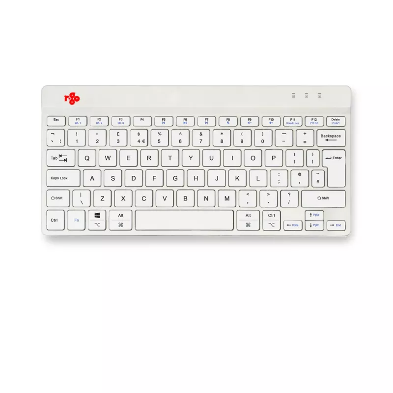 R-Go Tools Tastiera ergonomica R-Go Compact Break, tastiera compatta con software per pause, QWERTY (UK), Bluetooth, bianco