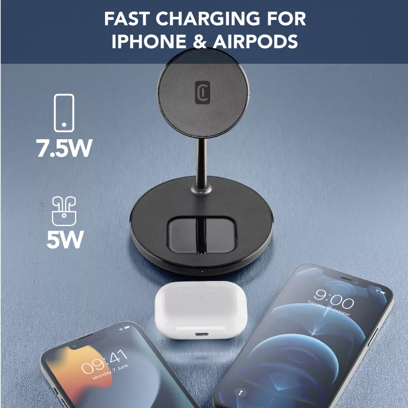 Cellularline Mag Duo Wireless Charger stazione di ricarica wireless 2-in-1 per dispositivi Apple