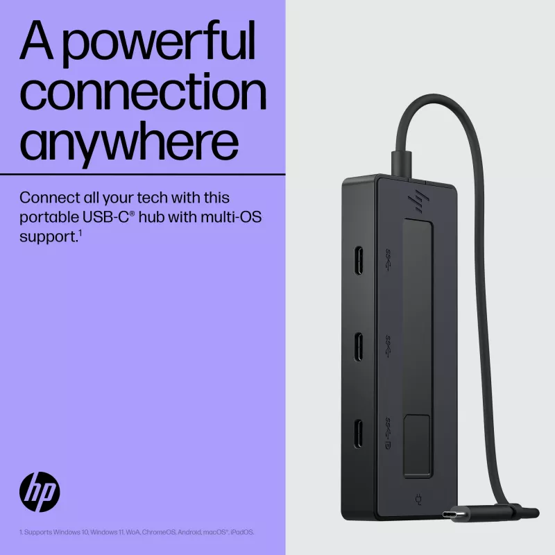 HP 4K USB-C Multiport Hub, USB Type-C, USB Type-C, 10000 Mbit/s, 3840 x 2160, nero, 65 W