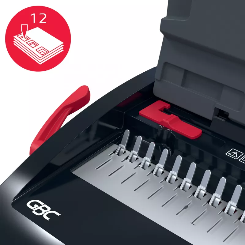 Rilegatrice manuale a pettine GBC CombBind® CB12, 165 fogli, nero, rosso