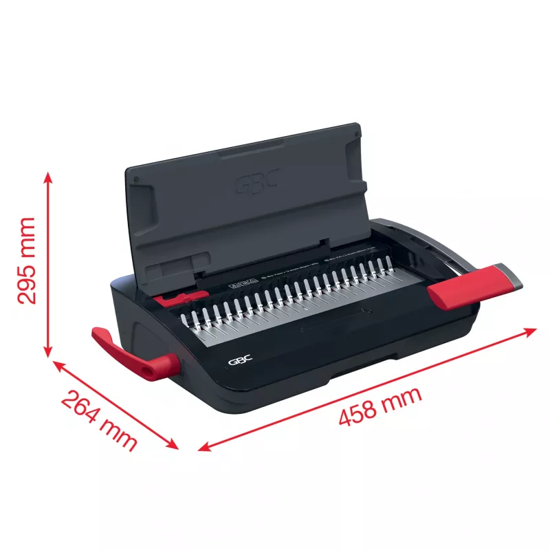 Rilegatrice manuale a pettine GBC CombBind® CB12, 165 fogli, nero, rosso