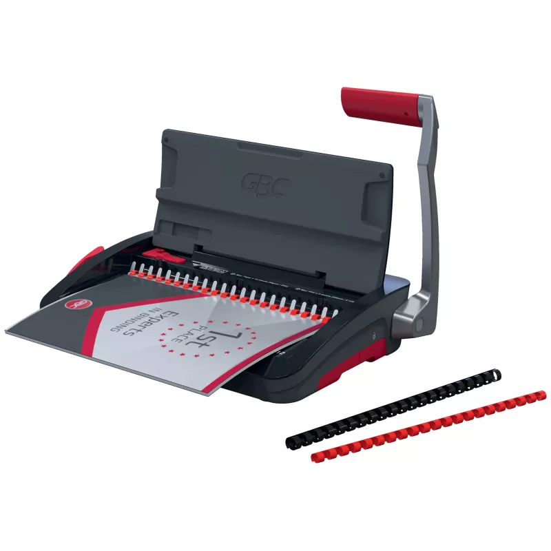 Rilegatrice manuale a pettine GBC CombBind® CB12, 165 fogli, nero, rosso