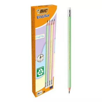 BIC Evolution Pastel matite HB con gomma, 10 pz., Pink/Purple/Green/Yellow