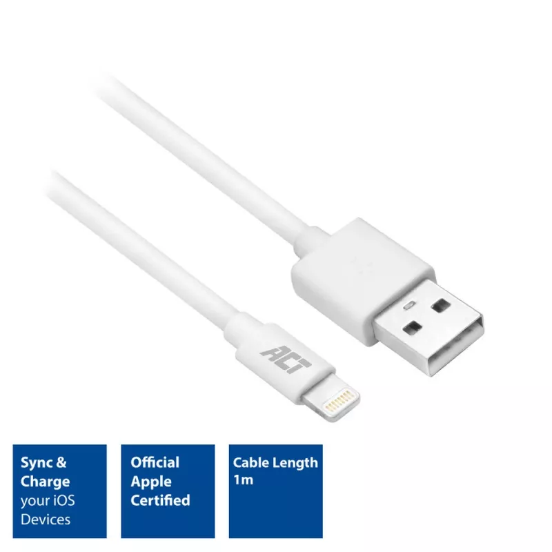 ACT cavo di ricarica/dati USB 2.0 connettore A - connettore Lightning 1 metro, certificato MFI