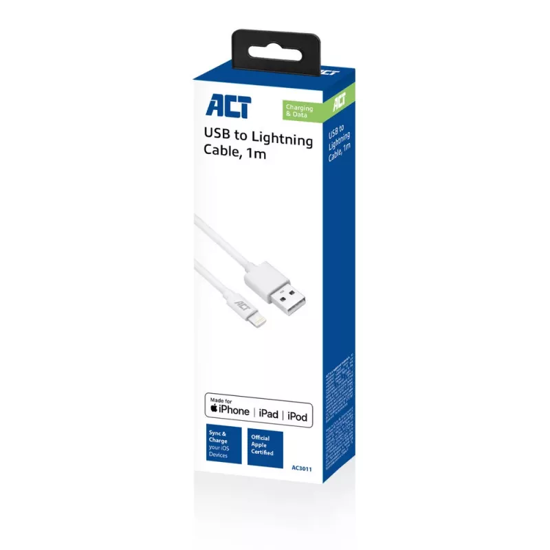 ACT cavo di ricarica/dati USB 2.0 connettore A - connettore Lightning 1 metro, certificato MFI