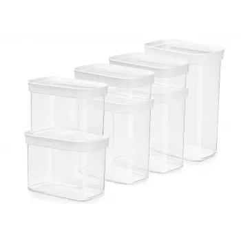 EMSA N1142900 contenitore per alimenti rettangolare set 8,3 L trasparente, bianco 7 pezzi