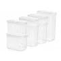 EMSA Optima N1142900 set di contenitori per alimenti secchi, 7 pz., senza BPA, plastica, guarnizione salvafreschezza, trasparente/bianco