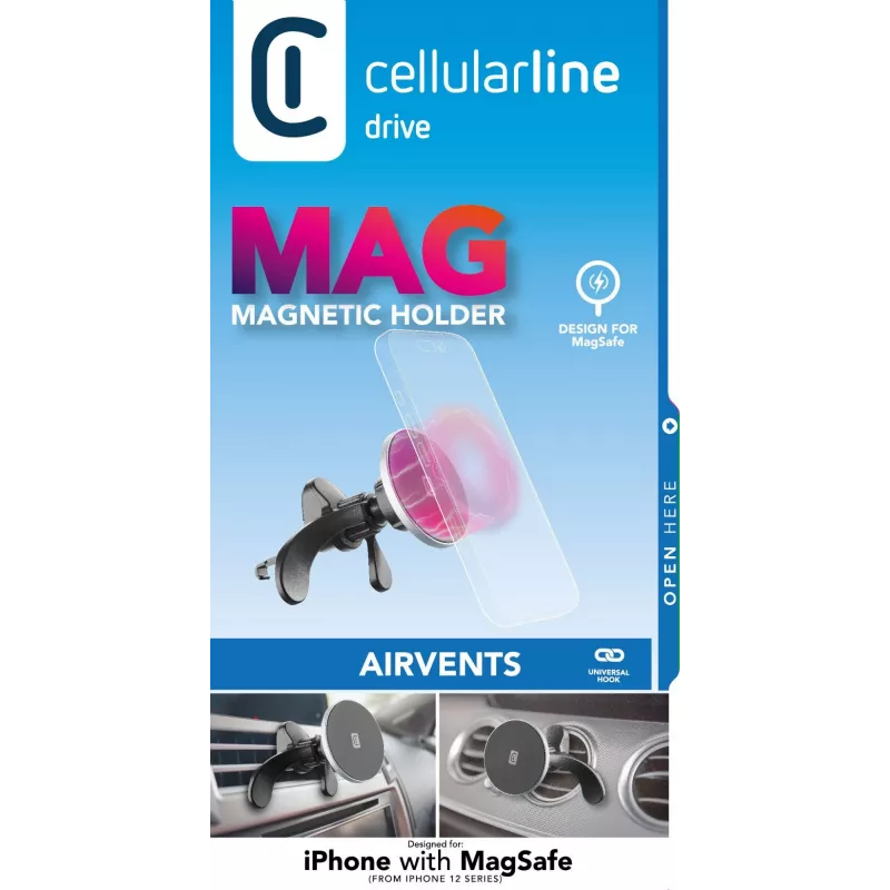 Cellularline Touch Mag Air Vents supporto auto magnetico per smartphone per sistema MagSafe
