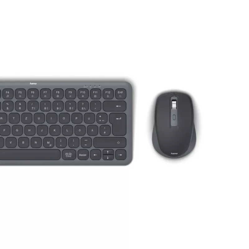 Hama WKM-500 Multi-Device set tastiera e mouse wireless, compatto, QWERTZ tedesco, nero