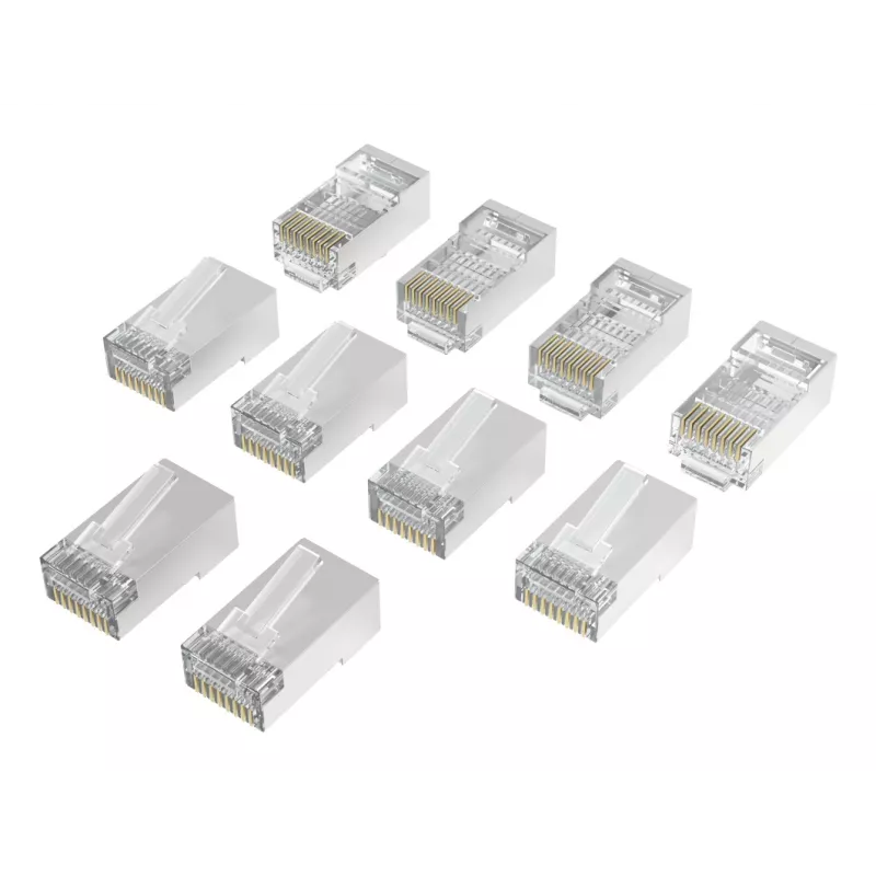 Hama 00300028 connettori di rete RJ45 Cat6a STP, argento/trasparente, confezione da 10