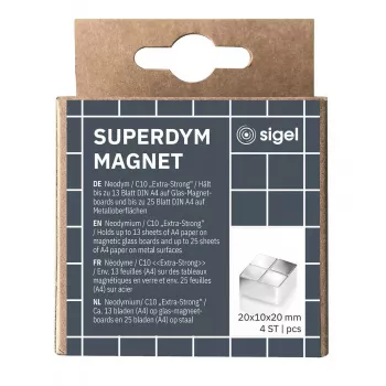 Magnete per bricolage quadrato Sigel BA705 neodimio argento 20x20x10mm