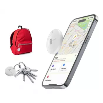 Cellularline Tracy – Progettato per iOS, localizzatore compatibile con Android, ideale per ritrovare chiavi, zaini e oggetti personali tramite l'app Dov'è di Apple. Compatto, preciso e facile da configurare.