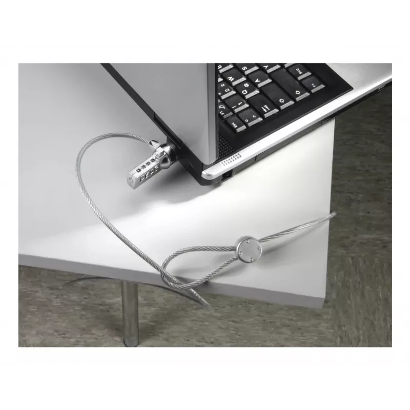 Hama Light lucchetto per laptop, combinazione a 4 cifre, acciaio al carbonio, argento