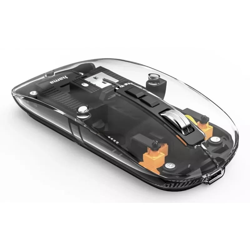 Hama WM-600 Multi-Device mouse, wireless RF + Bluetooth, piatto, 6 tasti, trasparente