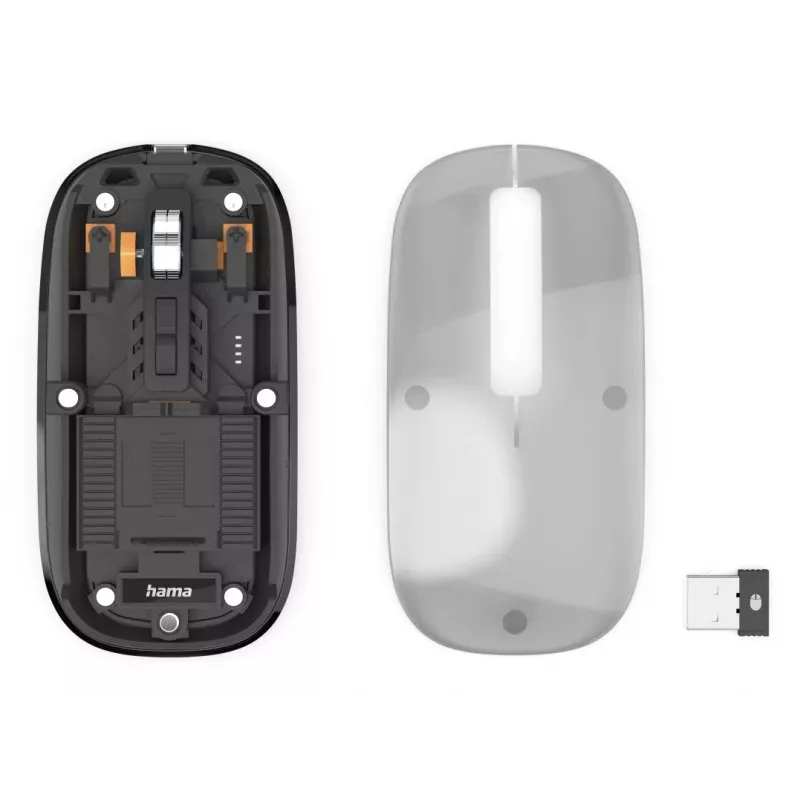 Hama WM-600 Multi-Device mouse, wireless RF + Bluetooth, piatto, 6 tasti, trasparente