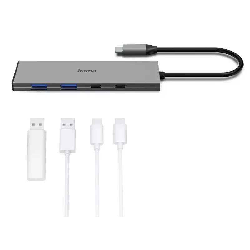 Hama 00200147 hub interfacce USB Type-C 10000 Mbit/s grigio