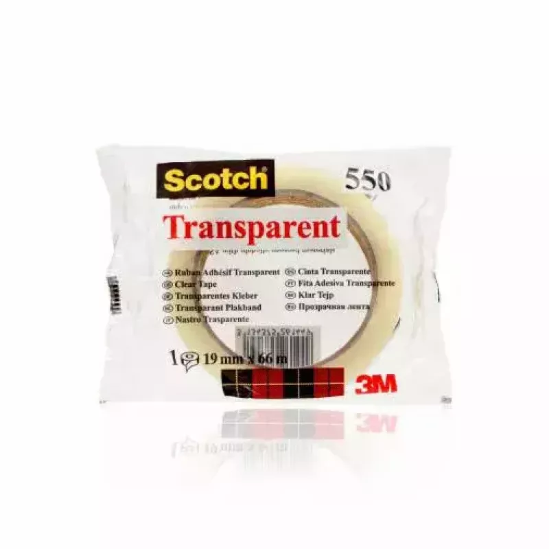 3M Scotch 550 nastro adesivo 5501966FL, 19 mm x 66 m, trasparente