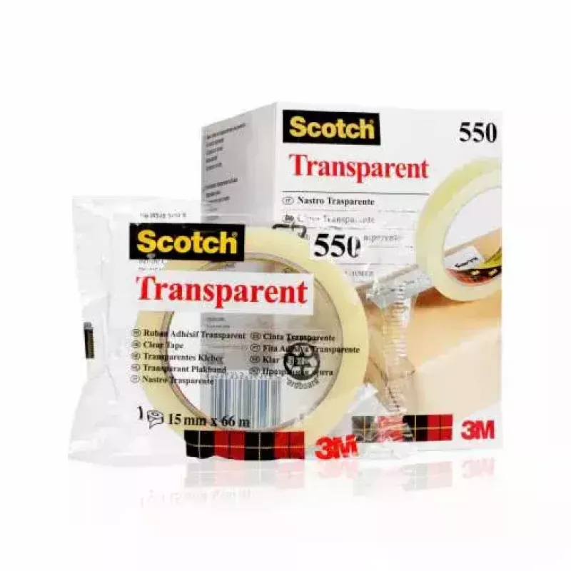 3M Scotch 550 nastro adesivo 5501966FL, 19 mm x 66 m, trasparente