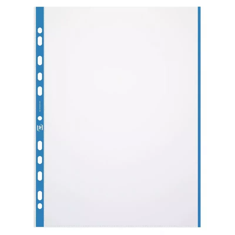 ELBA 971619-04 busta porta documenti, DIN A4, PP, 0,09 mm, bordo colorato, aperta in alto, con foratura europea, trasparente/blu