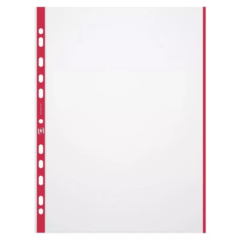 ELBA 971619-13 busta porta documenti, A4, PP, 0,09 mm, bordo colorato rosso, trasparente, aperta in alto, con foratura europea