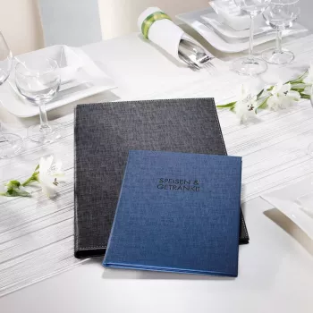 Sigel SM110 cartella menu A4, nera, plastica, con 2 buste doppie trasparenti