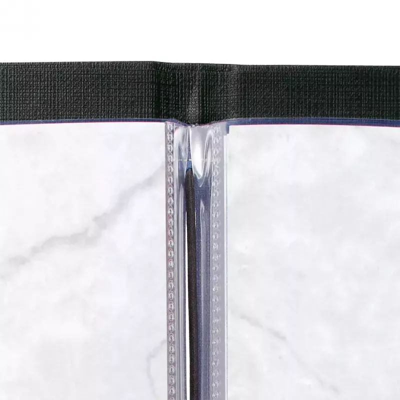 Sigel SM110 cartella menu A4, nera, plastica, con 2 buste doppie trasparenti