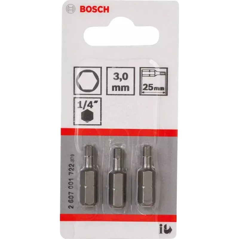 Punta per avvitatore Bosch 2607001722 extra dura Hex 3 mm 25 mm 3 pz.