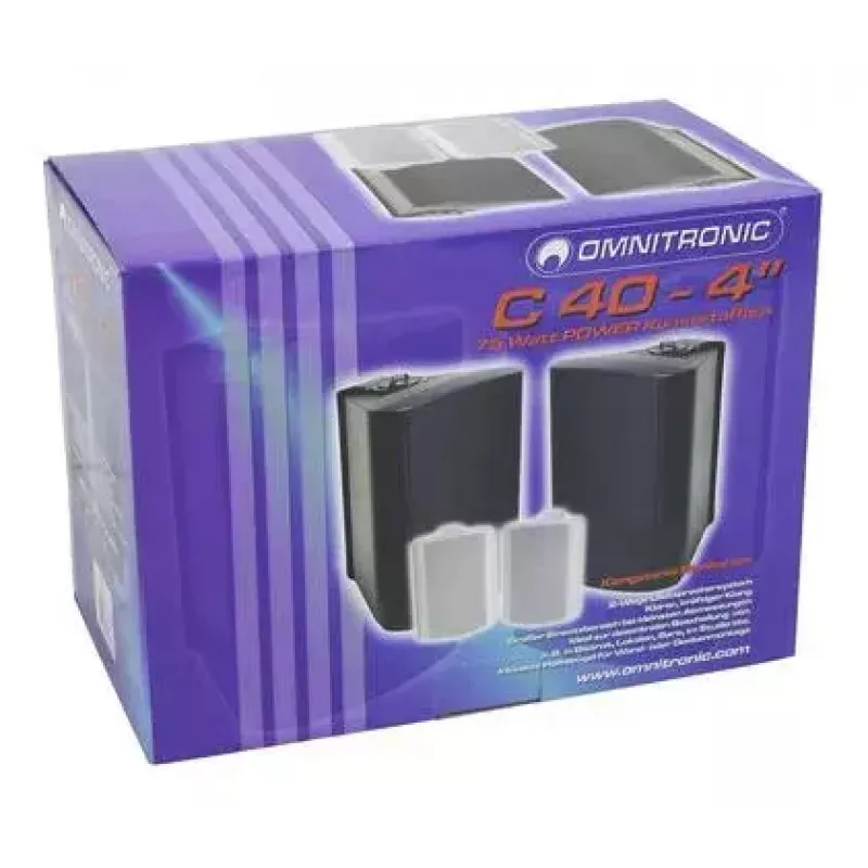 Omnitronic C-40 altoparlante a 2 vie, montabile a parete, 50–20000 Hz, cablato, ABS, bianco