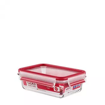 Contenitore rettangolare in vetro EMSA Clip & Close 0,7 L rosso, trasparente 1 pz.