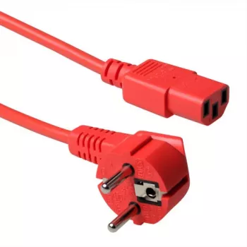 Cavo di alimentazione ACT spina CEE 7/7 (angolare) - C13 rosso 3 m