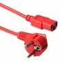 Cavo di alimentazione ACT spina CEE 7/7 (angolare) - C13 rosso 3 m