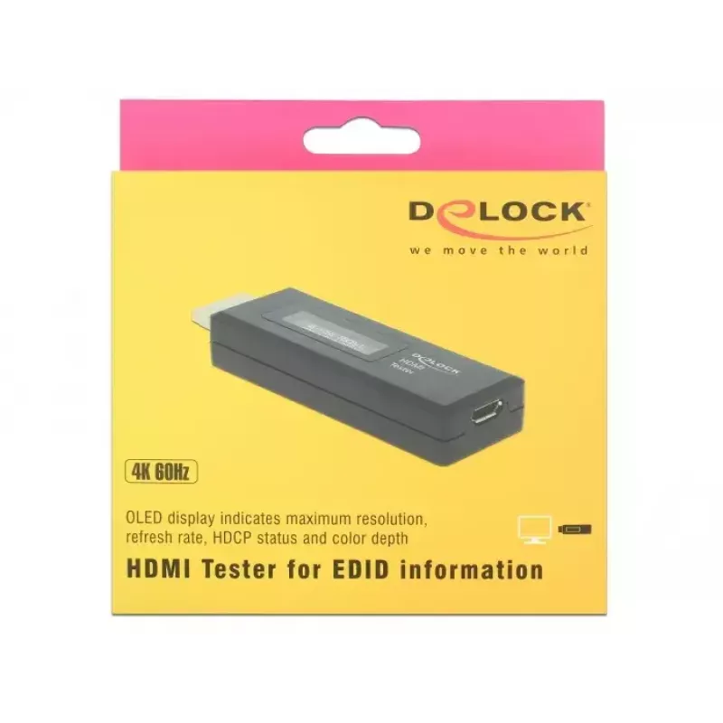 Delock 63327 tester HDMI per informazioni EDID con display OLED a 2 righe