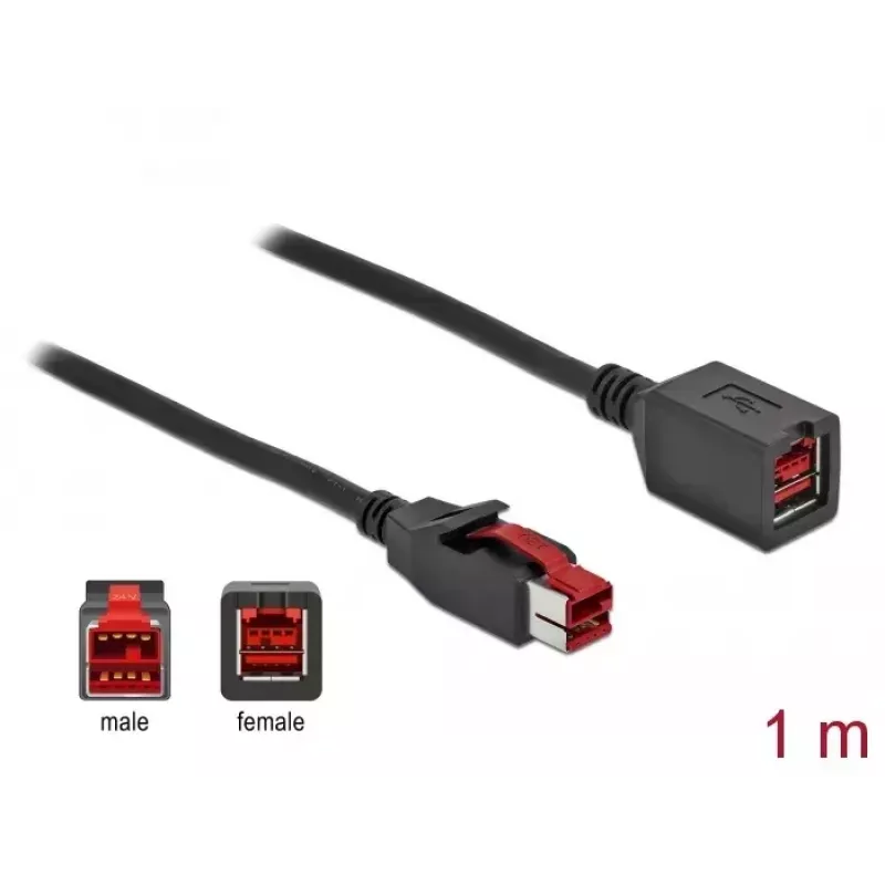 Prolunga USB con alimentazione DeLOCK 85985 24 V 1 m nero