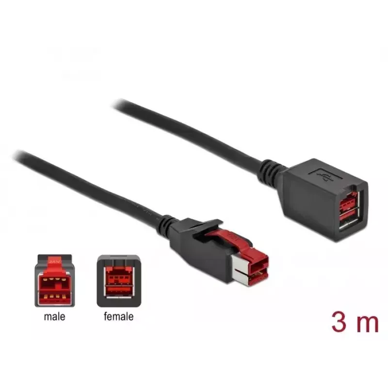 Prolunga USB con alimentazione DeLOCK 85987 24 V 3 m nero