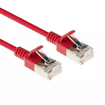 ACT rosso 5 metri LSZH U/FTP CAT6A patch cable slimline per data center con connettori RJ45 senza linguette