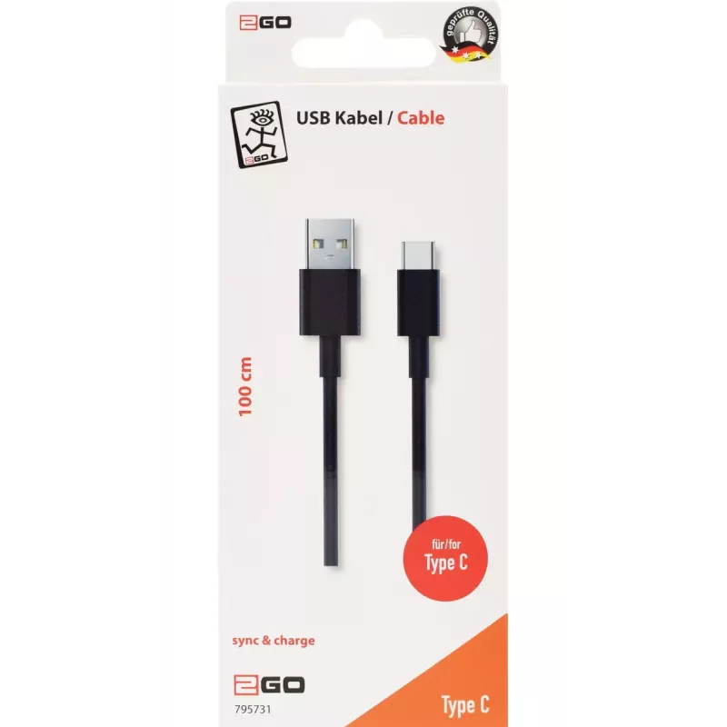Cavo USB 2GO 795731 1 m USB B USB C USB 3.2 Gen 1 nero