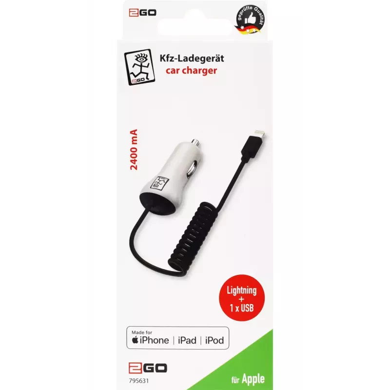 Caricabatterie mobile 2GO 795631 auto accendisigari 12/24V 5V bianco