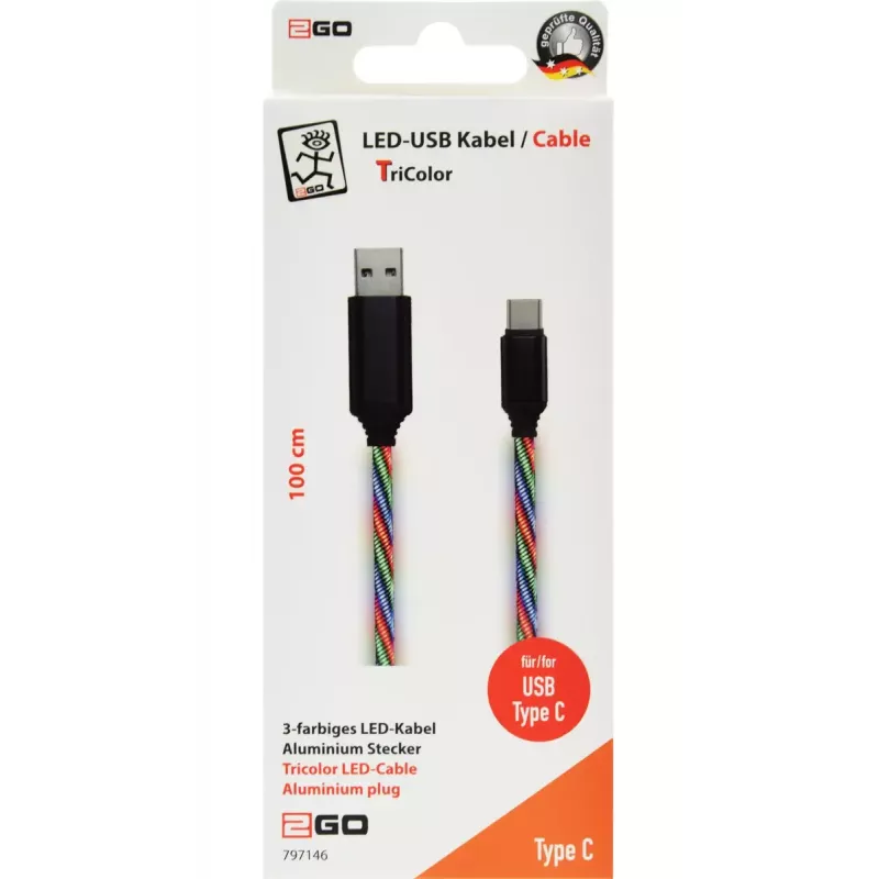 Cavo USB 2GO 797146 1 m USB B USB C multicolore