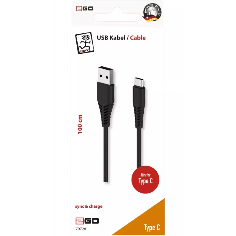 Cavo USB 2GO 797281 1 m USB B USB C nero