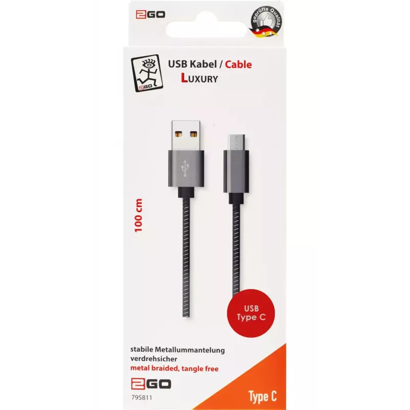 Cavo USB 2GO 795812 USB 3.2 Gen 1 1 m USB B USB C grigio