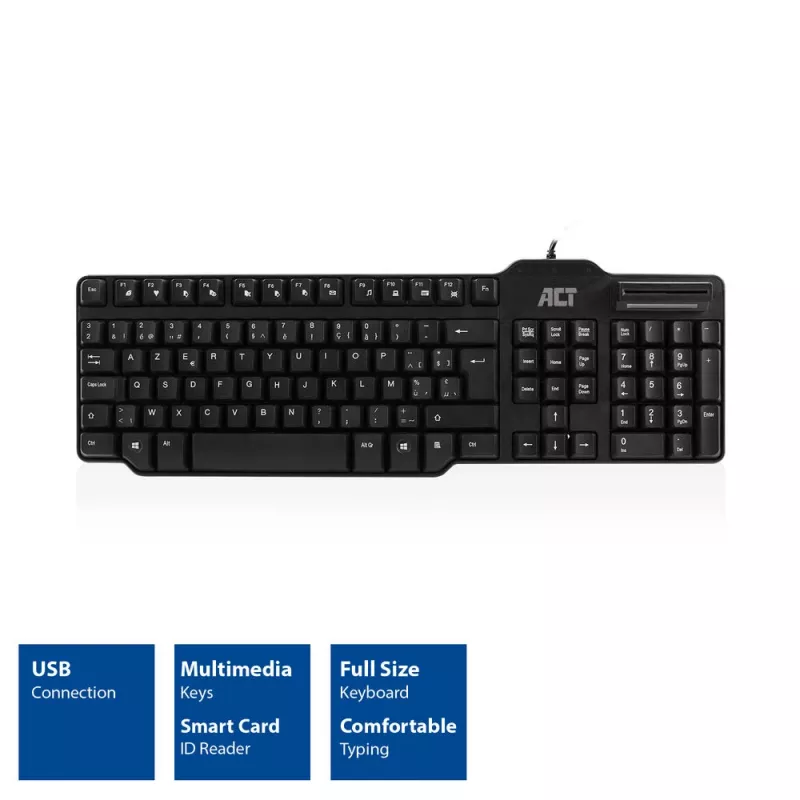 ACT tastiera con filo con lettore smartcard (layout Azerty/BE)