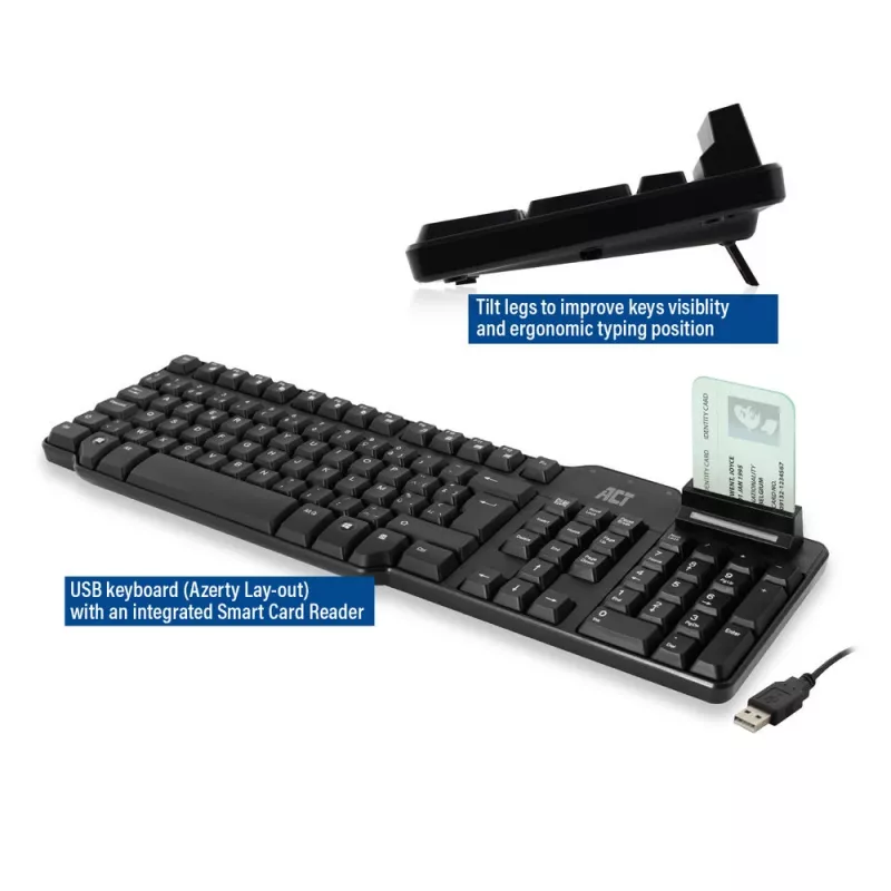 ACT tastiera con filo con lettore smartcard (layout Azerty/BE)