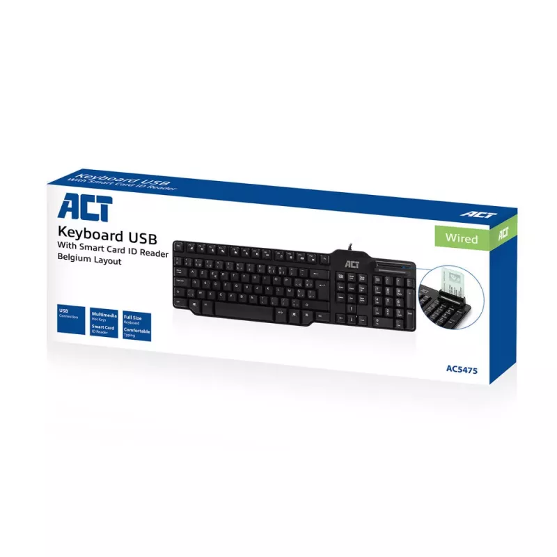ACT tastiera con filo con lettore smartcard (layout Azerty/BE)