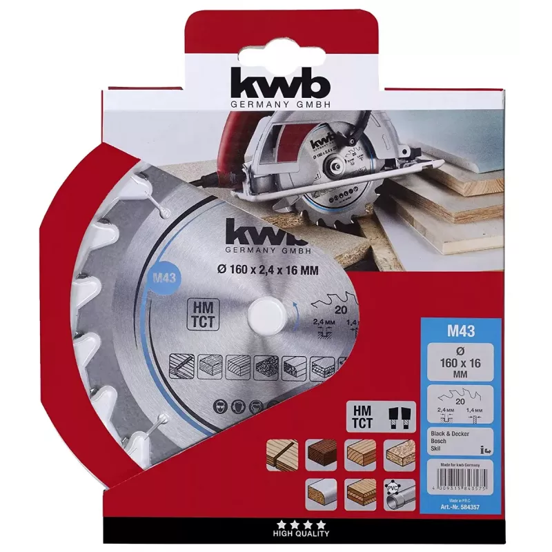 Lama per sega circolare KWB 584357 con placchette in metallo duro 1 pz.